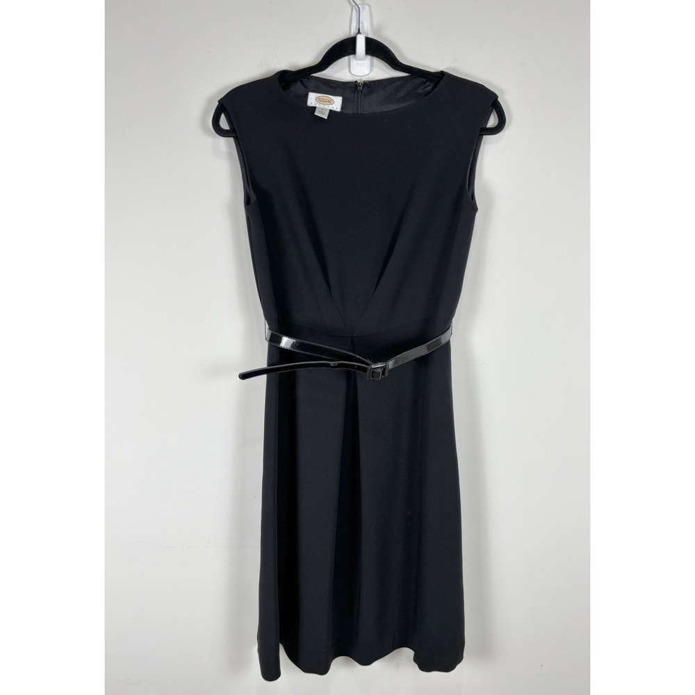 Talbots Black Sleeveless Dress Minimalistic Design With Black Belt 6P